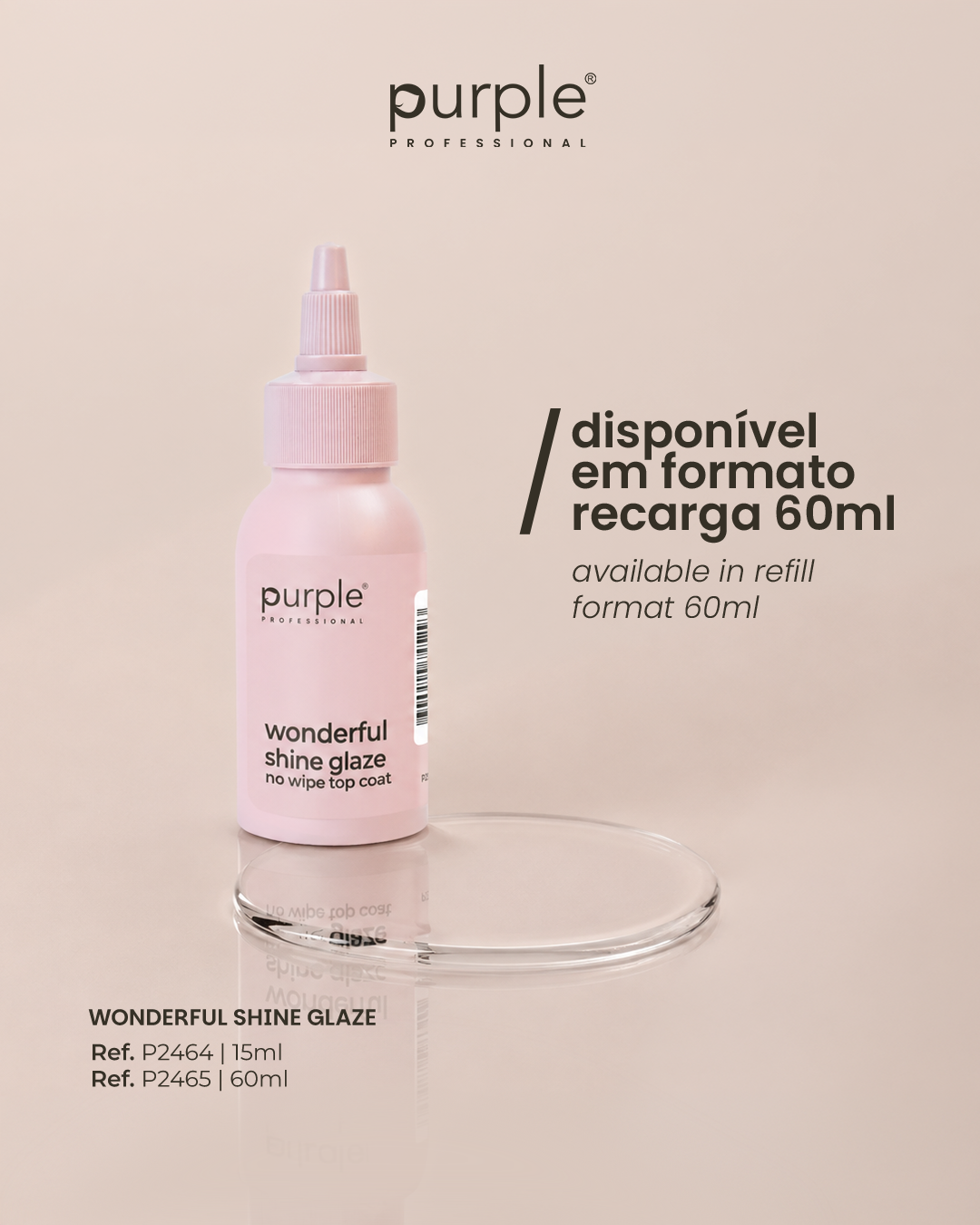 PURPLE - Wonderful Shine No Glaze Top Coat Sem Goma 60ml - P2465