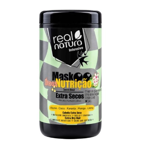 REAL NATURA - Máscara Sem Sal Óleos Nutrição Extra Secos 1000gr