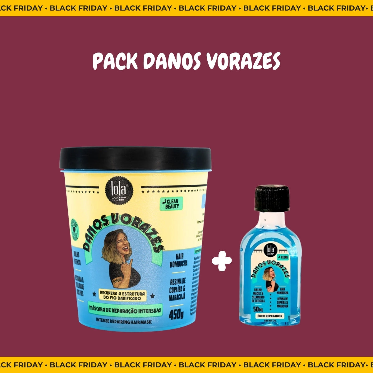 LOLA - Kit Danos Vorazes - Máscara 450gr + Óleo 50ml
