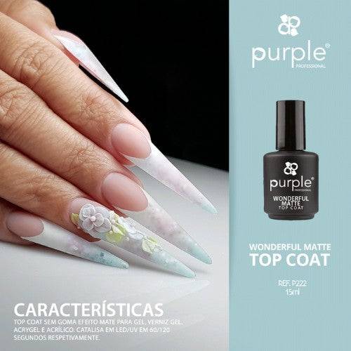 PURPLE - Wonderful Matte Top Coat Sem Goma 15ml - P222