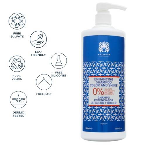 VALQUER – Shampoo 0% Cabelos Pintados Cor e Brilho 1000ml