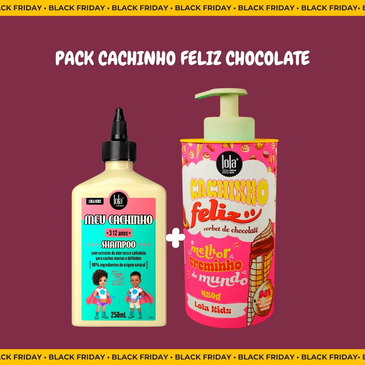LOLA - Kit Cachinho - Shampoo Meu Cachinho 250ml + Cachinho Feliz Sorbet de Chocolate 450gr