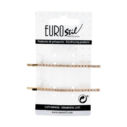 EUROSTIL – Clip Dourado com Strass 2un - 06928
