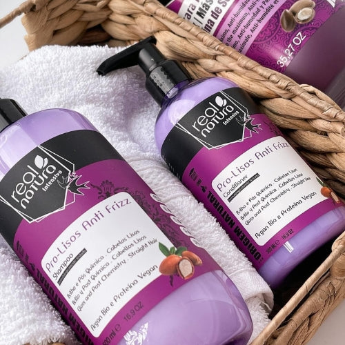 REAL NATURA - KIT Pro-Lisos Shampoo + Condicionador + Óleo