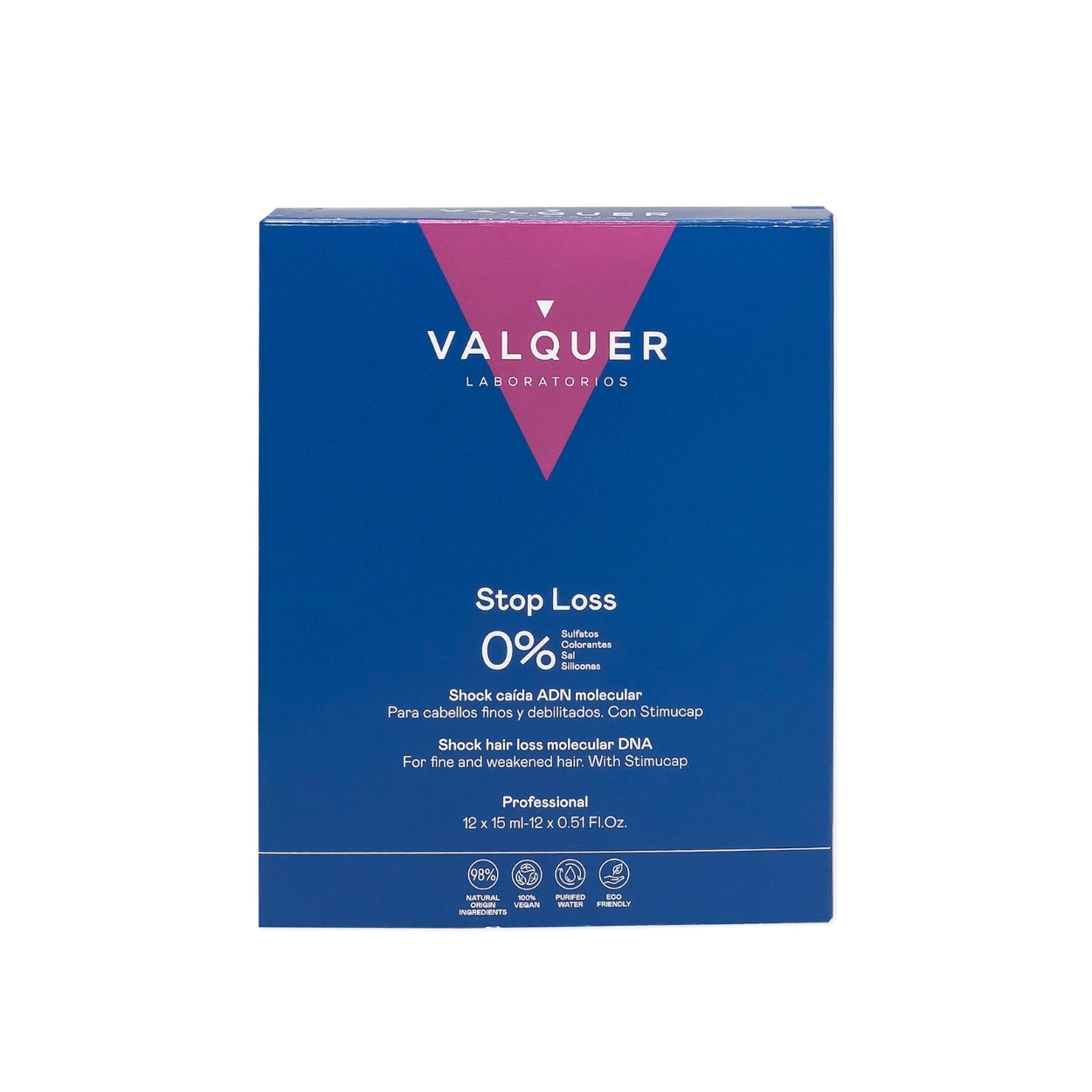 VALQUER - Shock Anti Queda Stop Loss, ADN Molecular+Tripéptidos,Pantotenato Cálcio, Ampolas 12*15ml