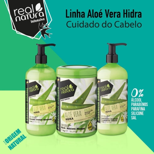REAL NATURA - Kit Aloe Vera - Shampoo 500ml  + Máscara 1000gr