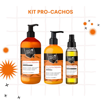 REAL NATURA - Kit Pro-Cachos Definidos - Shampoo + Condicionador + Óleo
