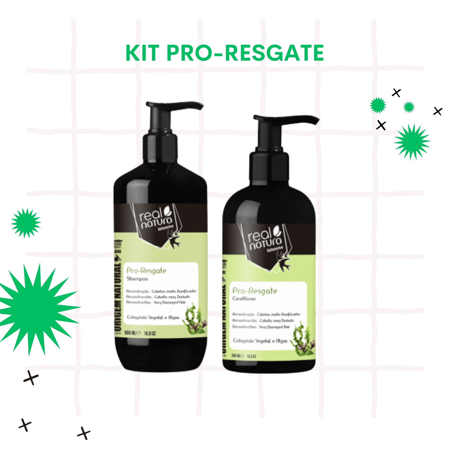 REAL NATURA - Kit Pro-Resgate  - Shampoo + Condicionador