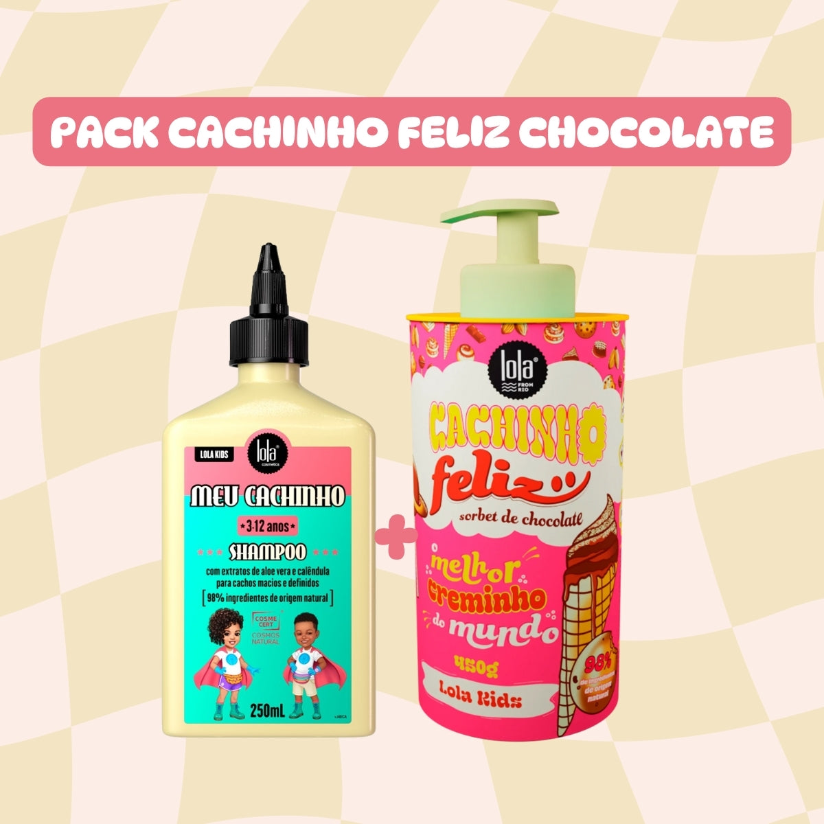 LOLA - Kit Cachinho - Shampoo Meu Cachinho 250ml + Cachinho Feliz Sorbet de Chocolate 450gr