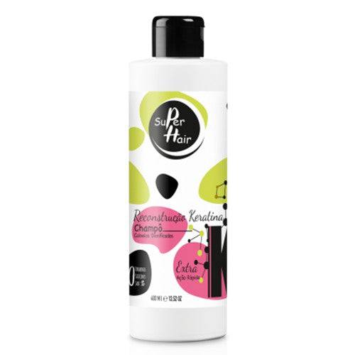 SUPER HAIR - Shampoo Reconstrução Keratina Cabelos Danificados 400ml