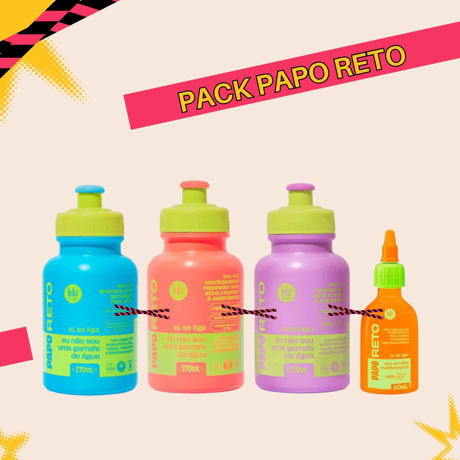 LOLA - Kit Papo Reto - Shampo 270ml + Condicionador 270ml + Máscara 270ml + Óleo 50ml