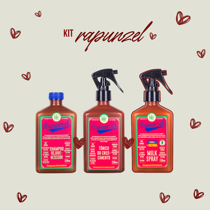 LOLA - Kit Rapunzel - Shampoo 250ml+ Tónico Crescimento 250ml + OFERTA Milk Spray 250ml