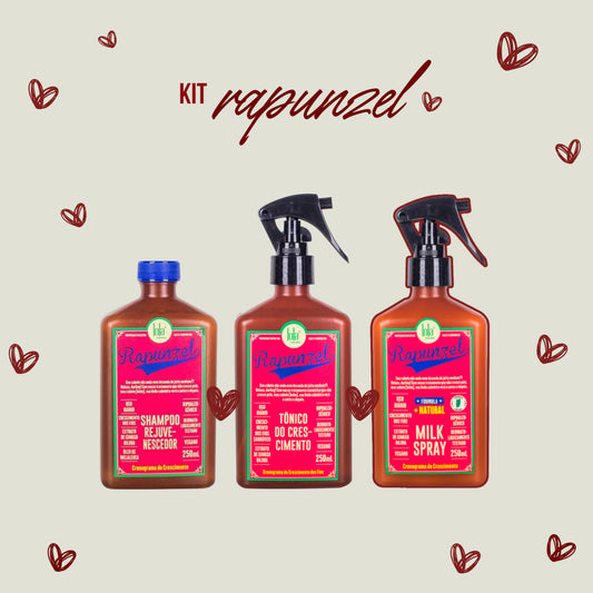 LOLA - Kit Rapunzel - Shampoo 250ml+ Tónico Crescimento 250ml + OFERTA Milk Spray 250ml
