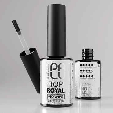 PALU – Top Coat Shine ROYAL Com Glitter Prata Sem Goma (No Wipe) 11ml