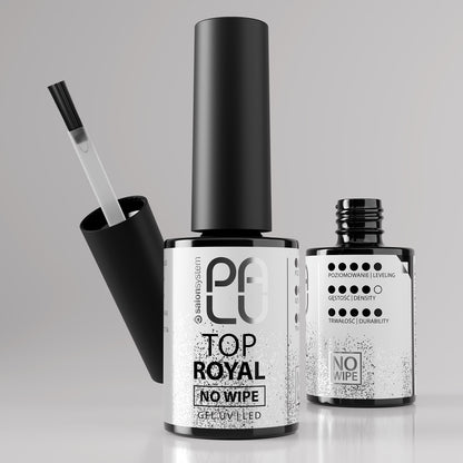 PALU – Top Coat Shine ROYAL Com Glitter Prata Sem Goma (No Wipe) 11ml