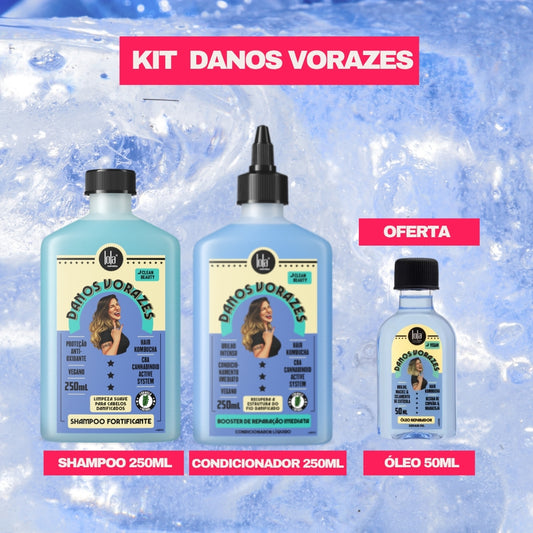 LOLA - Kit Danos Vorazes - Shampoo 250ml  + Condicionador 250ml  + Óleo 50ml