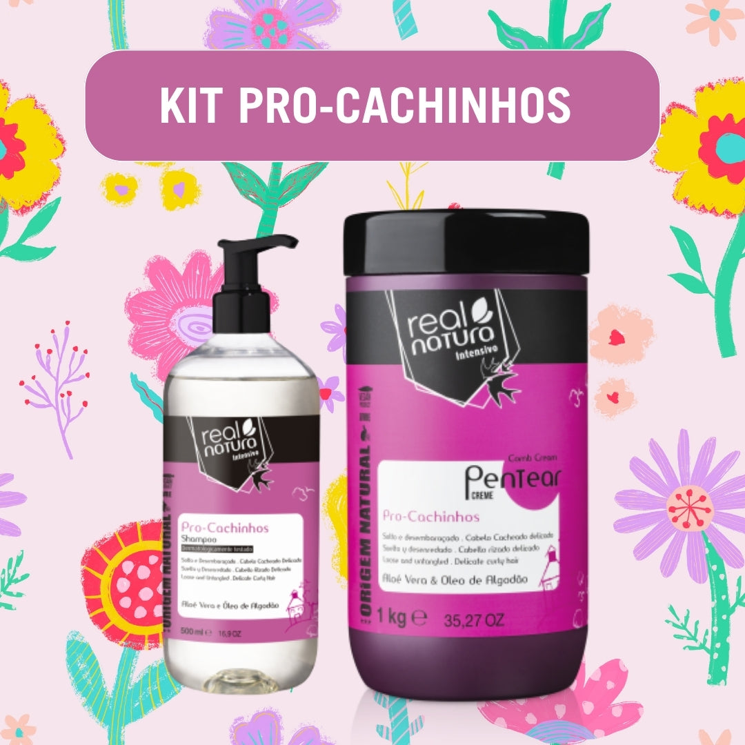 REAL NATURA - Kit Pro-Cachinhos - Shampoo 500ml + Creme de Pentear 1000ml