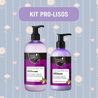 REAL NATURA - Kit Pro-Lisos - Shampoo 500ml + Condicionador  300ml
