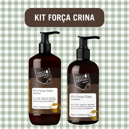 REAL NATURA - Kit Pro-Força Crina - Shampoo 500ml + Condicionador 300ml