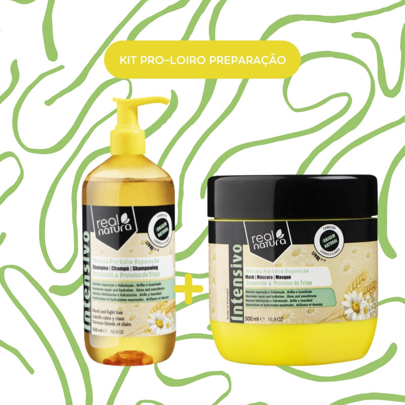 REAL NATURA - Kit Pro-Loiro - Shampoo 500ml + Máscara 500ml