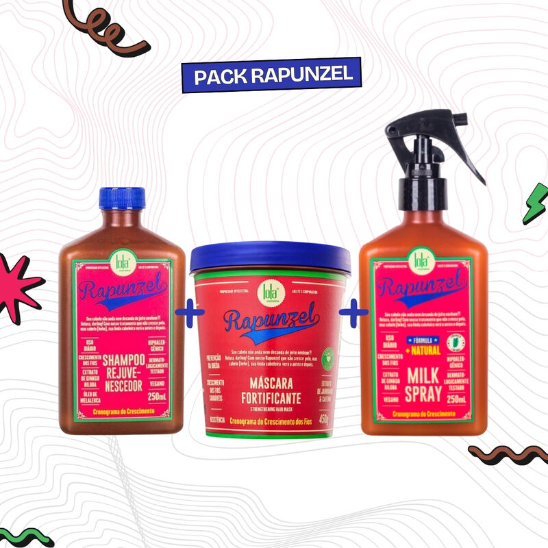 LOLA - Kit Rapunzel - Shampoo + Máscara + Milk Spray