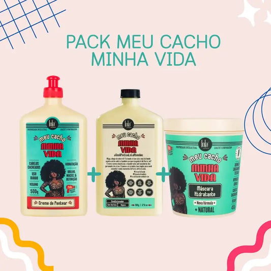 LOLA - KIT Meu Cacho Minha Vida - Creme de Pentear 500ml + Condicionador 500ml + Máscara 450gr
